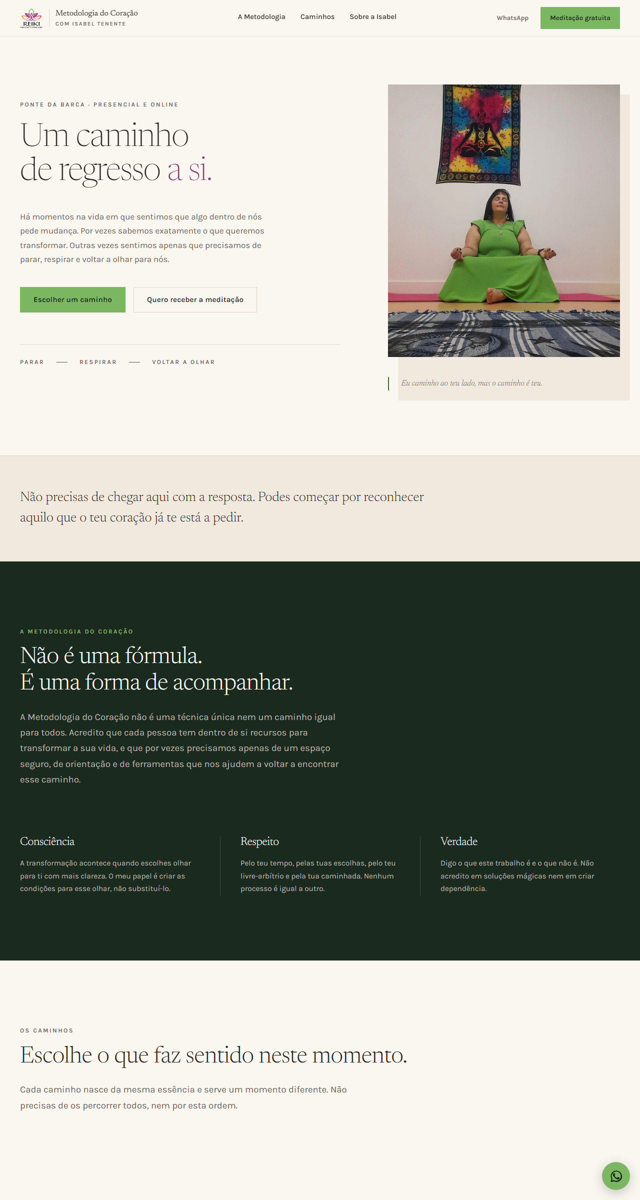Site da Metodologia do Coração, de Isabel Tenente